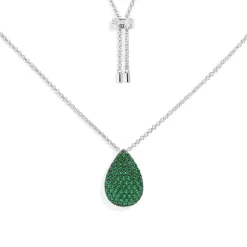 APM Monaco Adjustable Necklace With Green Drop- Necklaces