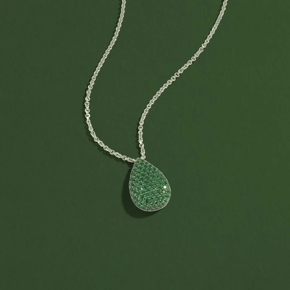 APM Monaco Adjustable Necklace With Green Drop- Necklaces