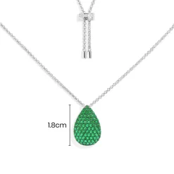 APM Monaco Adjustable Necklace With Green Drop- Necklaces