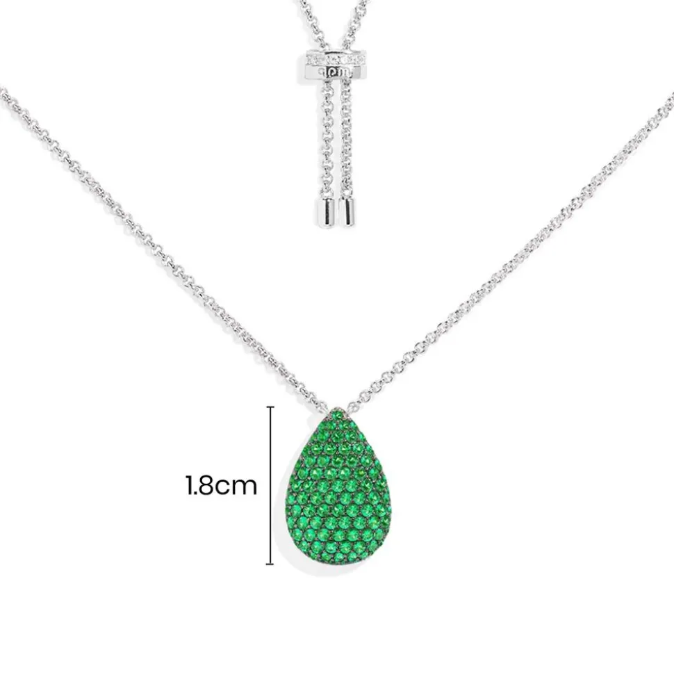 APM Monaco Adjustable Necklace With Green Drop- Necklaces