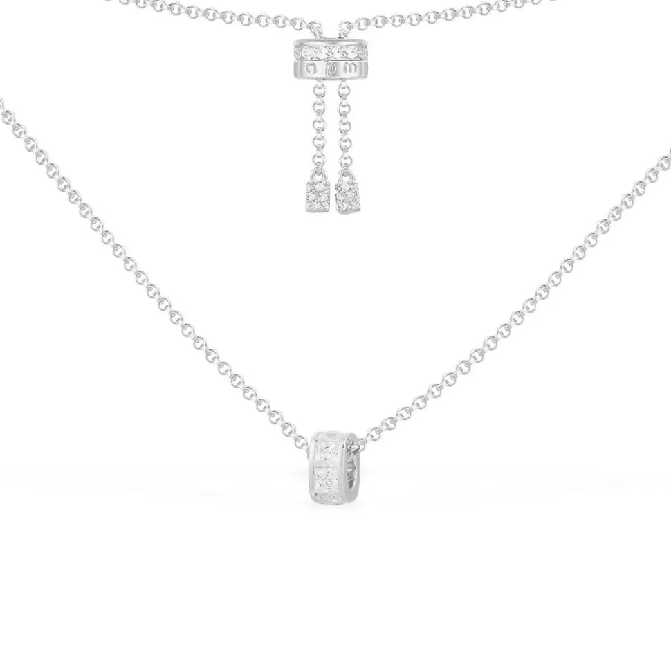 APM Monaco Adjustable Necklace With Square Stones Pendant- Necklaces