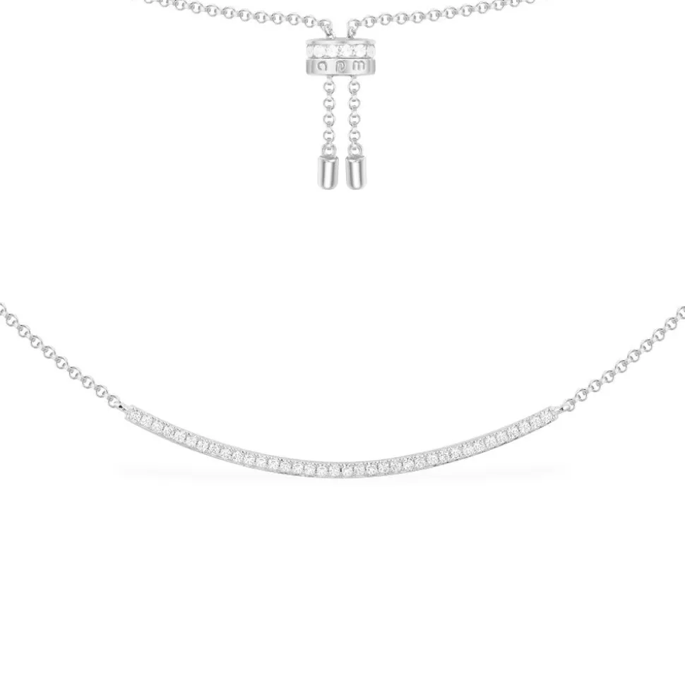 APM Monaco Adjustable Necklace With Paved Arched Pendant- Necklaces
