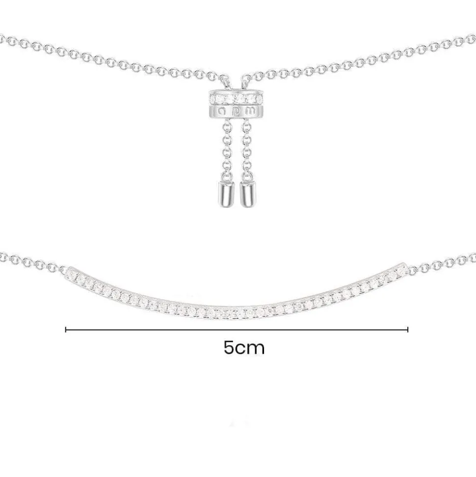 APM Monaco Adjustable Necklace With Paved Arched Pendant- Necklaces