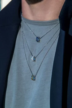 APM Monaco Adjustable Necklace With Blue Ring Pendant- Necklaces