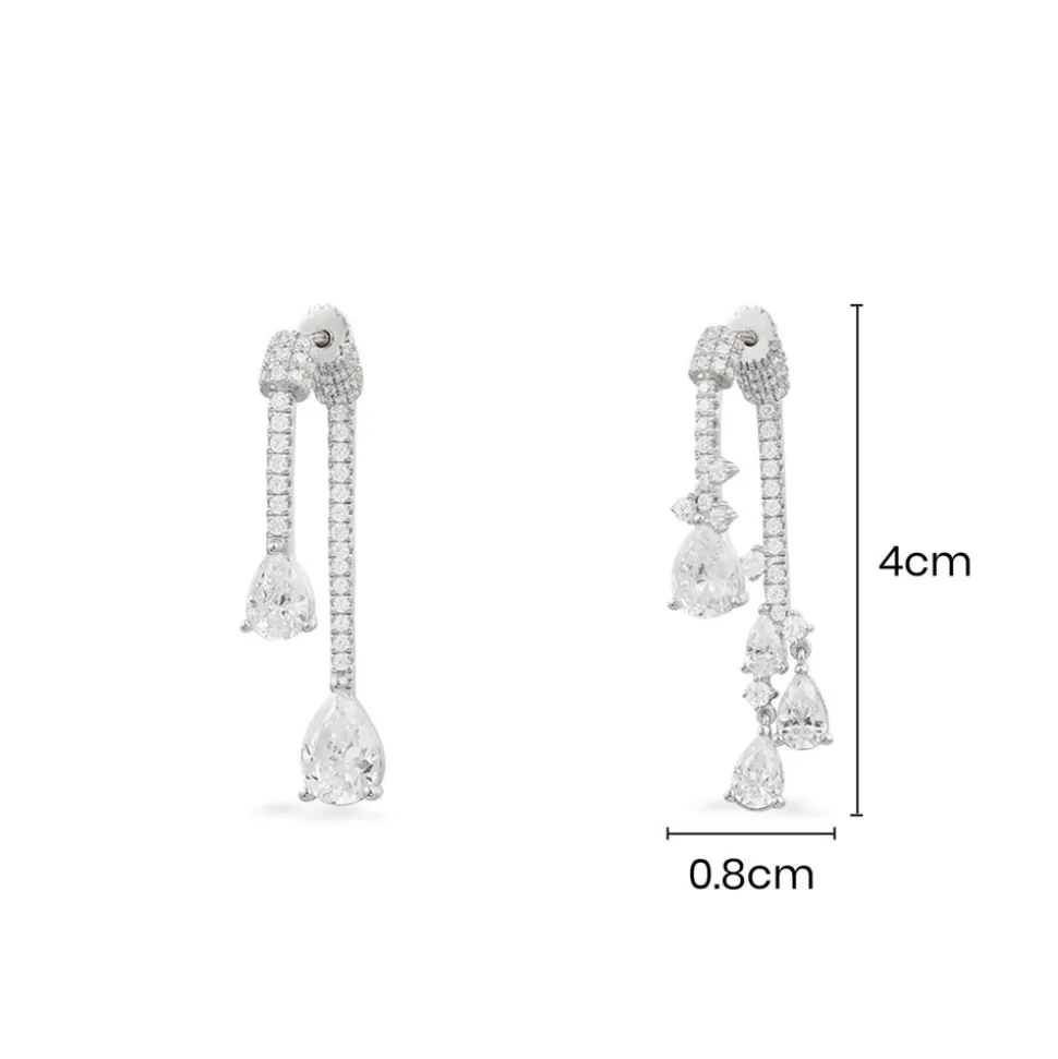 APM Monaco Asymmetric Pear Stones Ear Jackets- Earrings