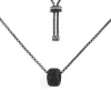 APM Monaco Black Adjustable Necklace With Pave Ring- Necklaces