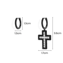 APM Monaco Black Asymmetric Cross Earrings- Earrings