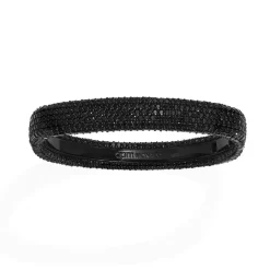 APM Monaco Black Chunky Pave Bangle- Bracelets