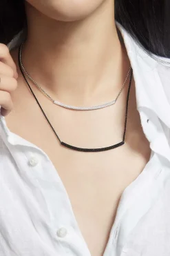 APM Monaco Black Pave Adjustable Necklace- Necklaces