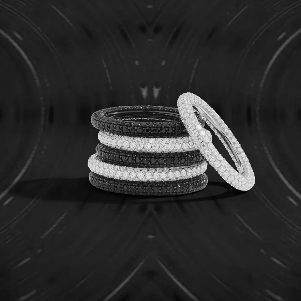 APM Monaco Black Pave Ring- Rings