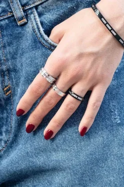 APM Monaco Black Smile Morse Code Ring- Rings