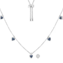 APM Monaco Blue & White Heart Adjustable Necklace- Necklaces