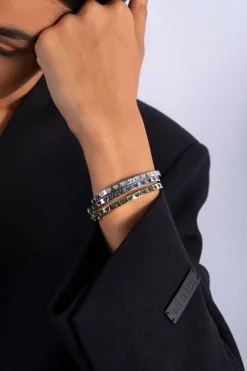 APM Monaco Blue & White Heart Bangle- Bracelets