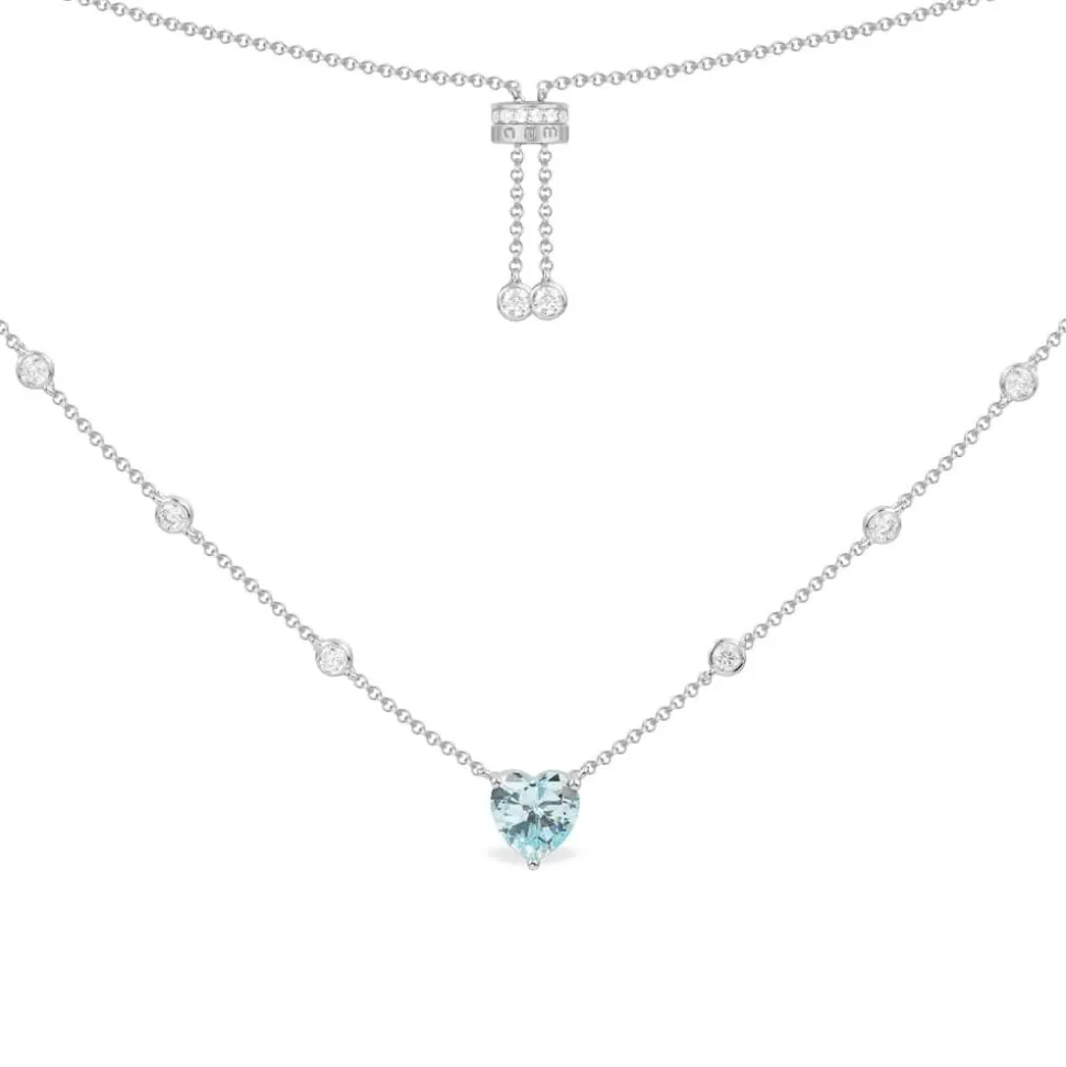 APM Monaco Blue Heart Adjustable Necklace- Necklaces
