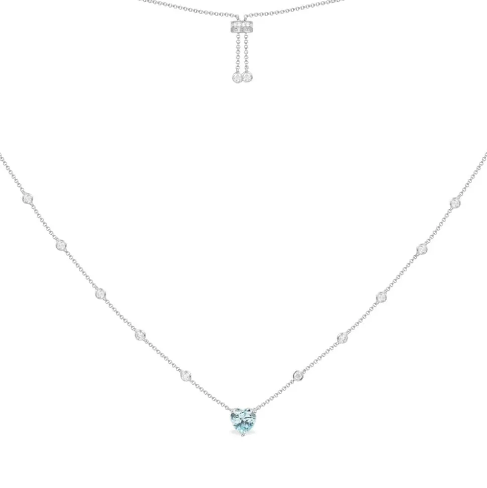 APM Monaco Blue Heart Adjustable Necklace- Necklaces
