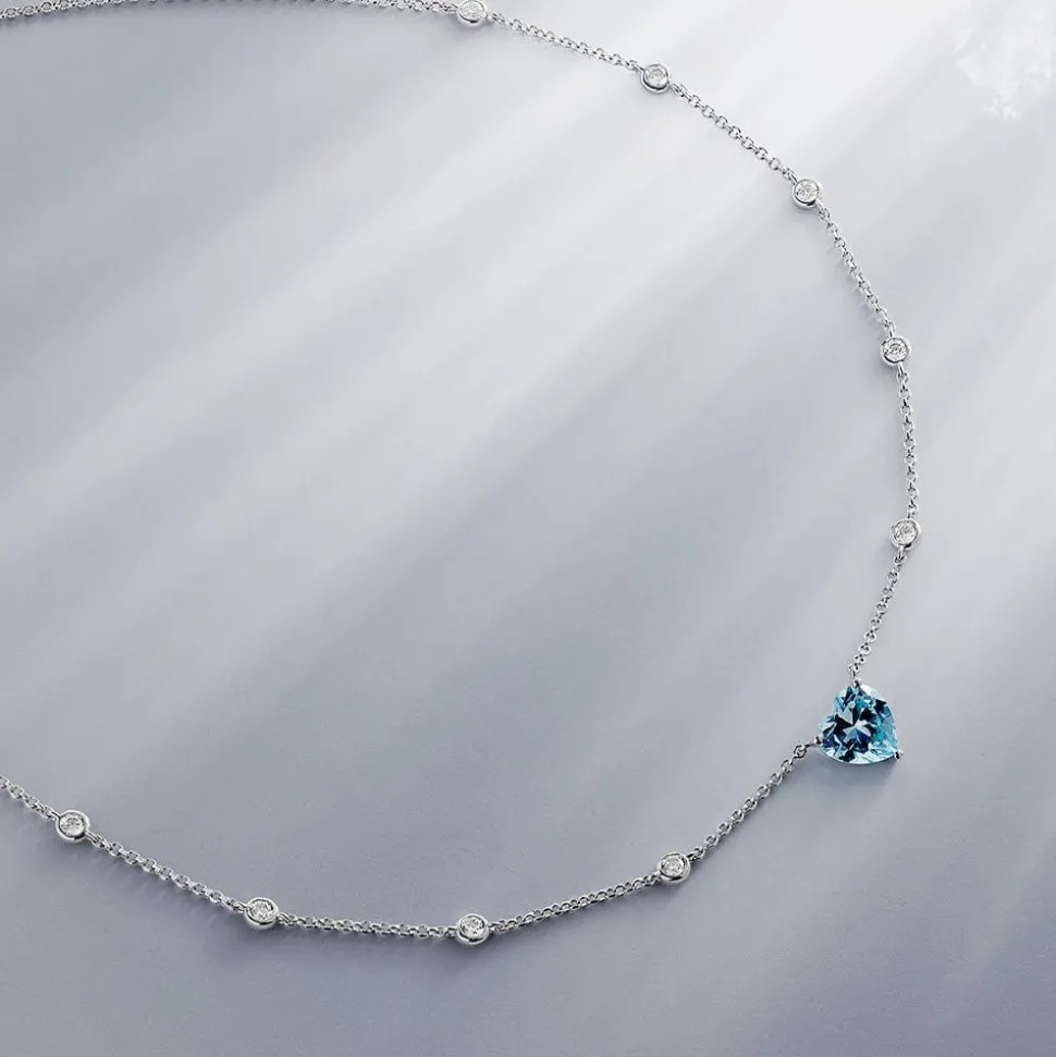 APM Monaco Blue Heart Adjustable Necklace- Necklaces