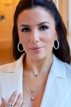 APM Monaco Blue Pave Triangle Adjustable Necklace- Necklaces