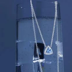 APM Monaco Blue Pave Triangle Adjustable Necklace- Necklaces