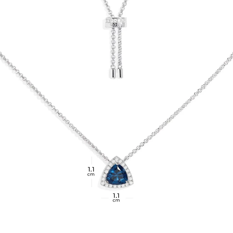 APM Monaco Blue Pave Triangle Adjustable Necklace- Necklaces
