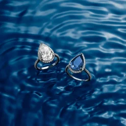 APM Monaco Blue Pear Pave Ring- Rings