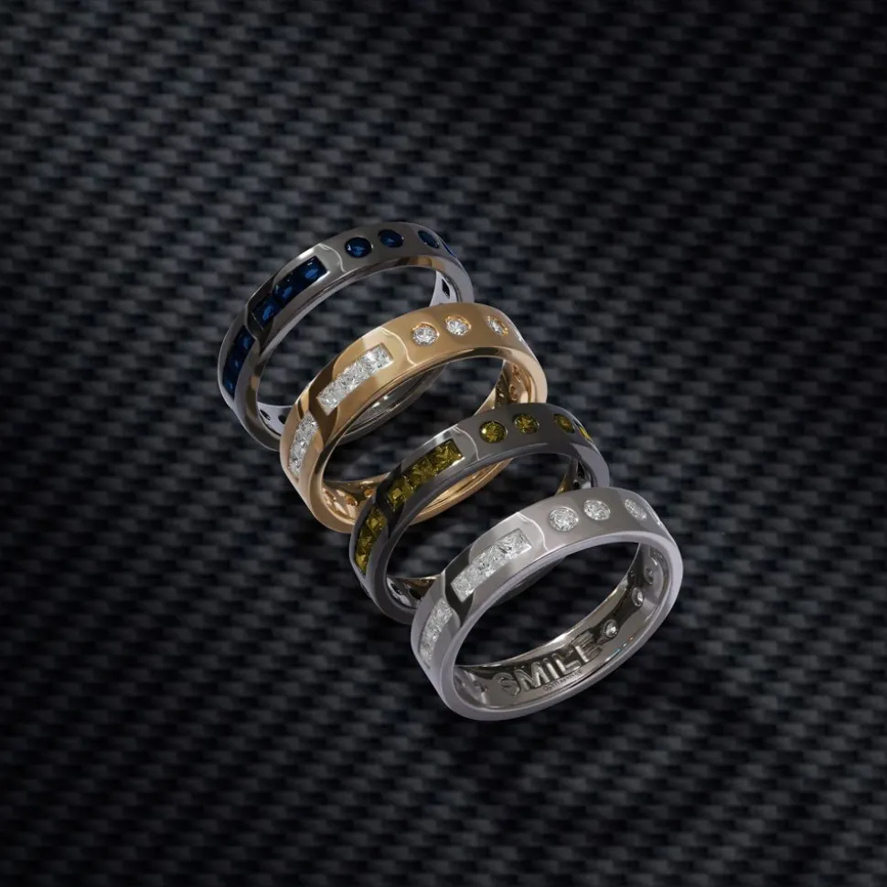 APM Monaco Blue Smile Morse Code Ring- Rings
