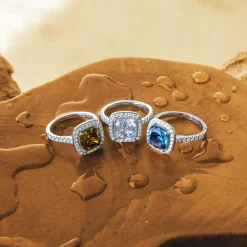 APM Monaco Blue Square Pave Ring- Rings