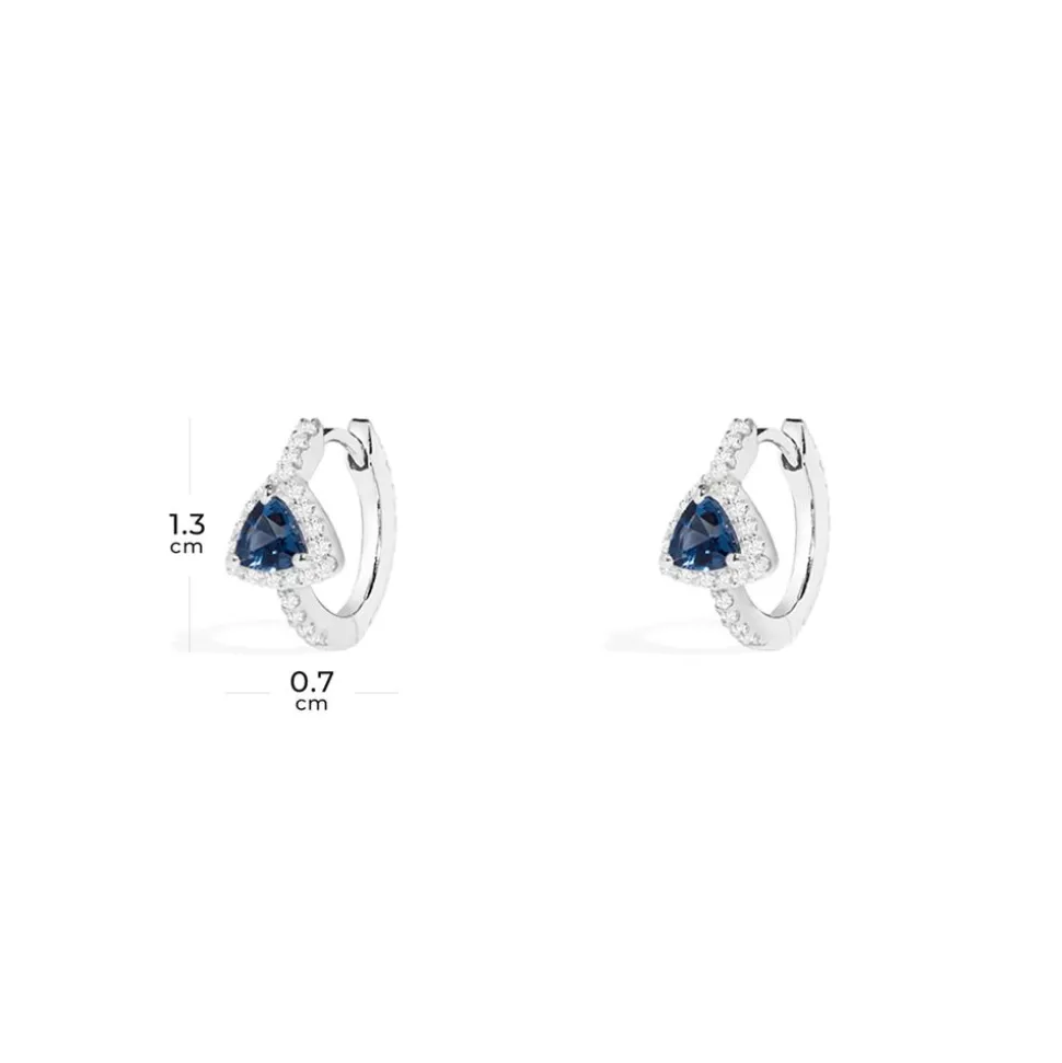 APM Monaco Blue Triangle Pave Hoop Earrings- Earrings