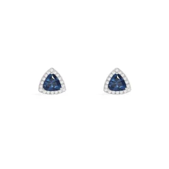 APM Monaco Blue Triangle Pave Stud Earrings- Earrings
