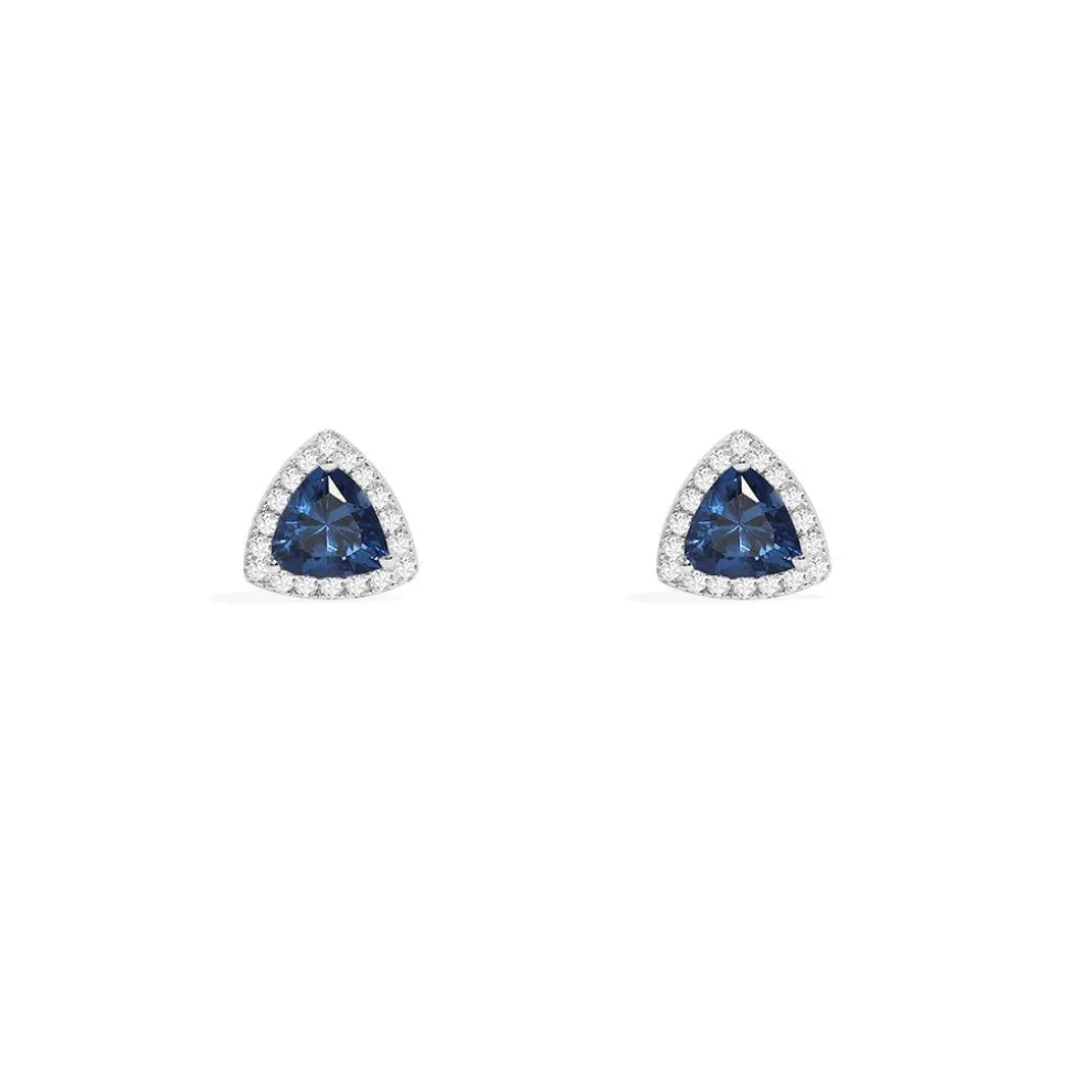 APM Monaco Blue Triangle Pave Stud Earrings- Earrings