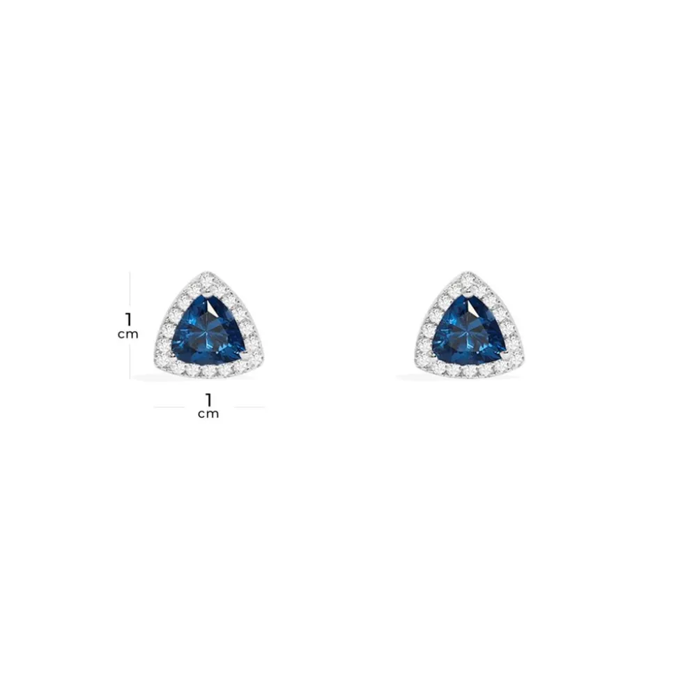 APM Monaco Blue Triangle Pave Stud Earrings- Earrings