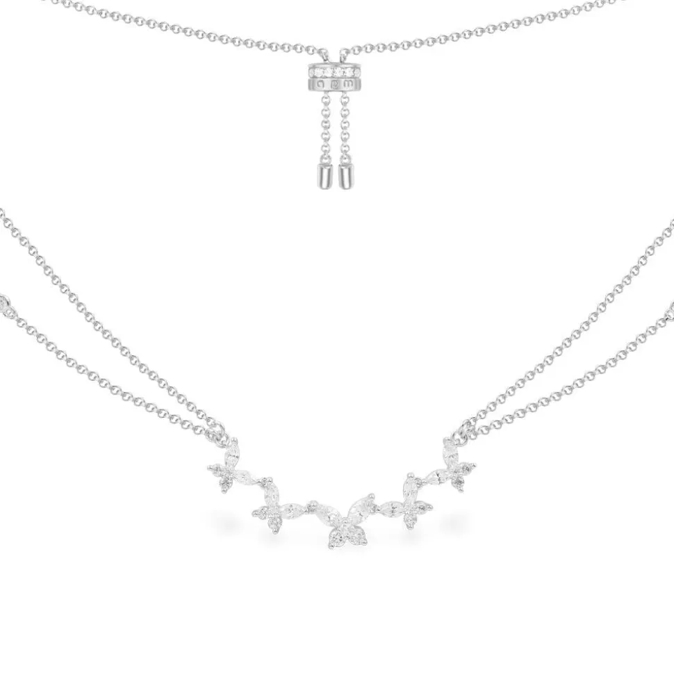 APM Monaco Butterflies Double Chain Adjustable Necklace- Necklaces