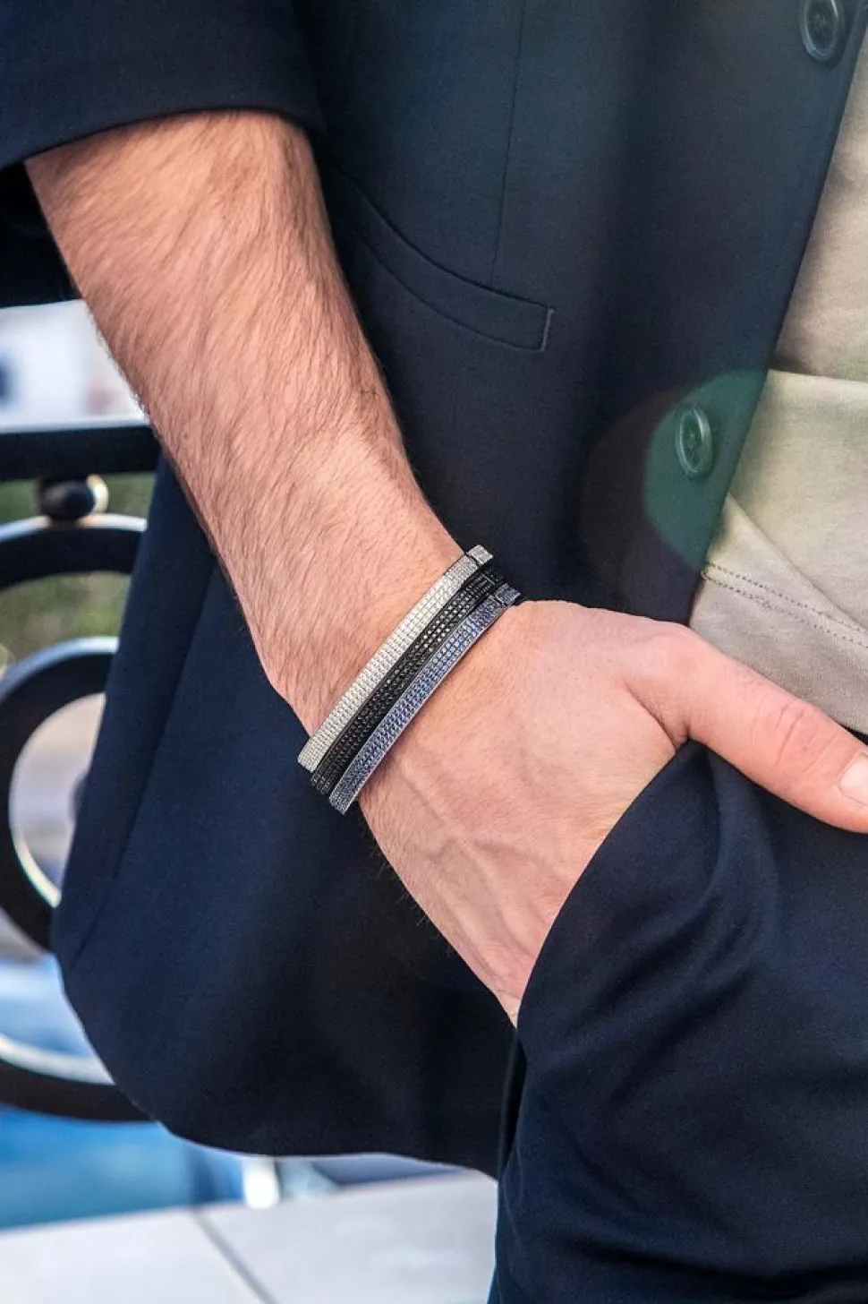 APM Monaco Chunky Blue Bangle- Bracelets