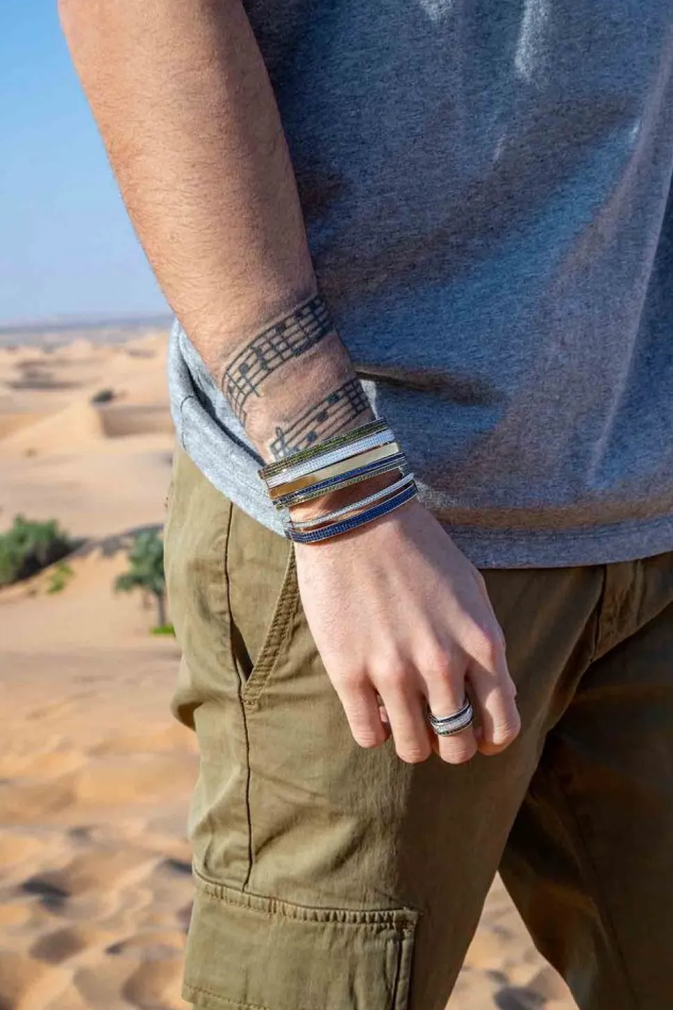 APM Monaco Chunky Khaki Bangle- Bracelets