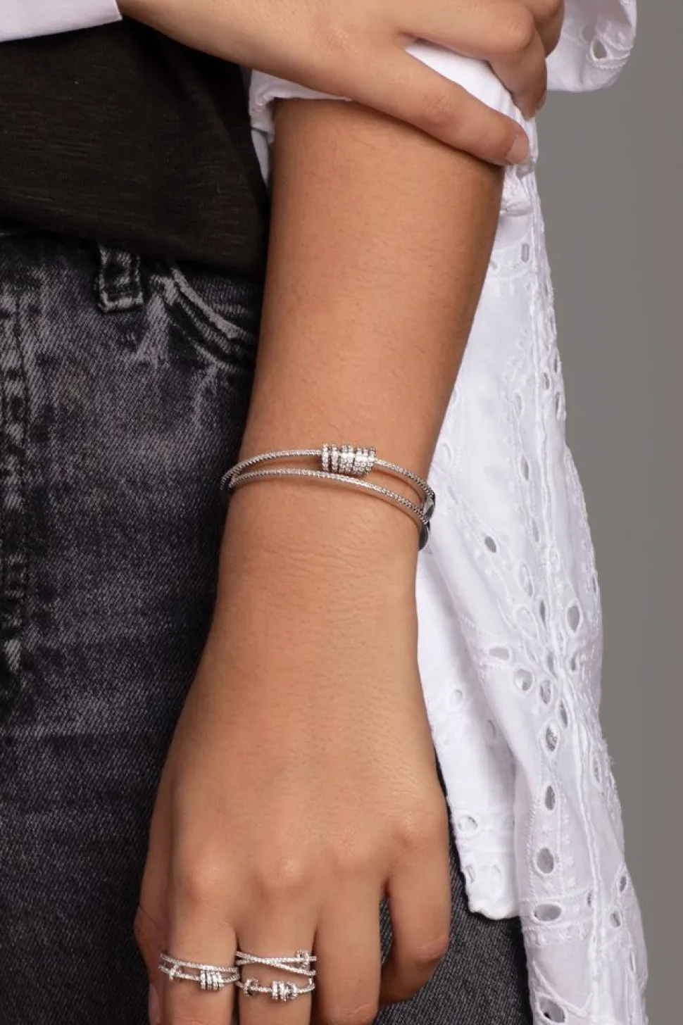 APM Monaco Cuff With Sliding Rings- Bracelets