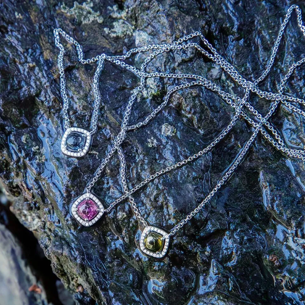 APM Monaco Dainty Blue Square Adjustable Necklace- Necklaces
