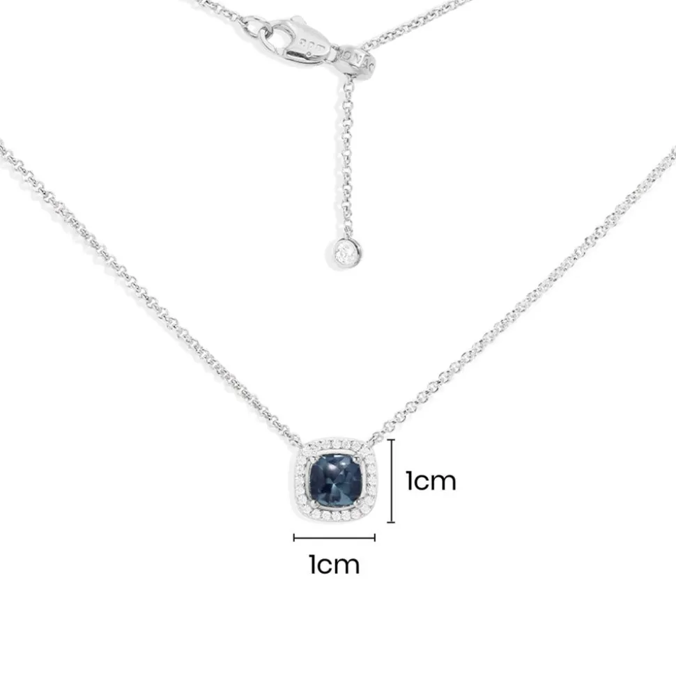 APM Monaco Dainty Blue Square Adjustable Necklace- Necklaces