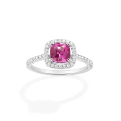 APM Monaco Dainty Fuchsia Square Pave Ring- Rings