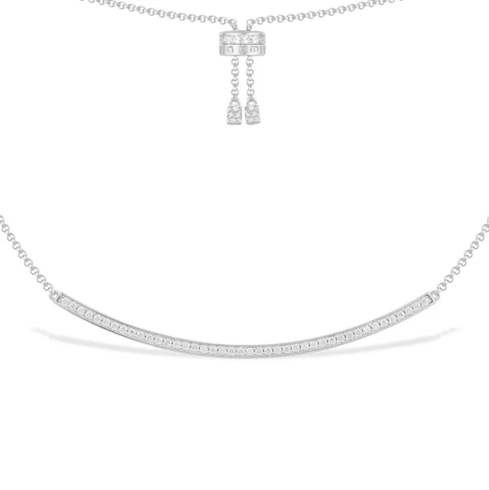 APM Monaco Dainty Pave Adjustable Necklace- Necklaces