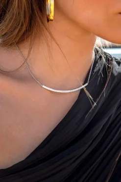 APM Monaco Dainty Pave Adjustable Necklace- Necklaces