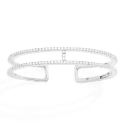 APM Monaco Double Line Pave Cuff- Bracelets