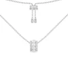 APM Monaco Double Paved Hoop Adjustable Necklace With Pearls- Necklaces