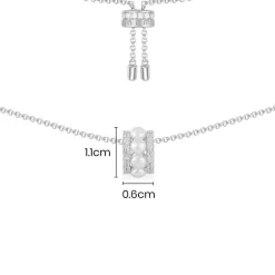 APM Monaco Double Paved Hoop Adjustable Necklace With Pearls- Necklaces