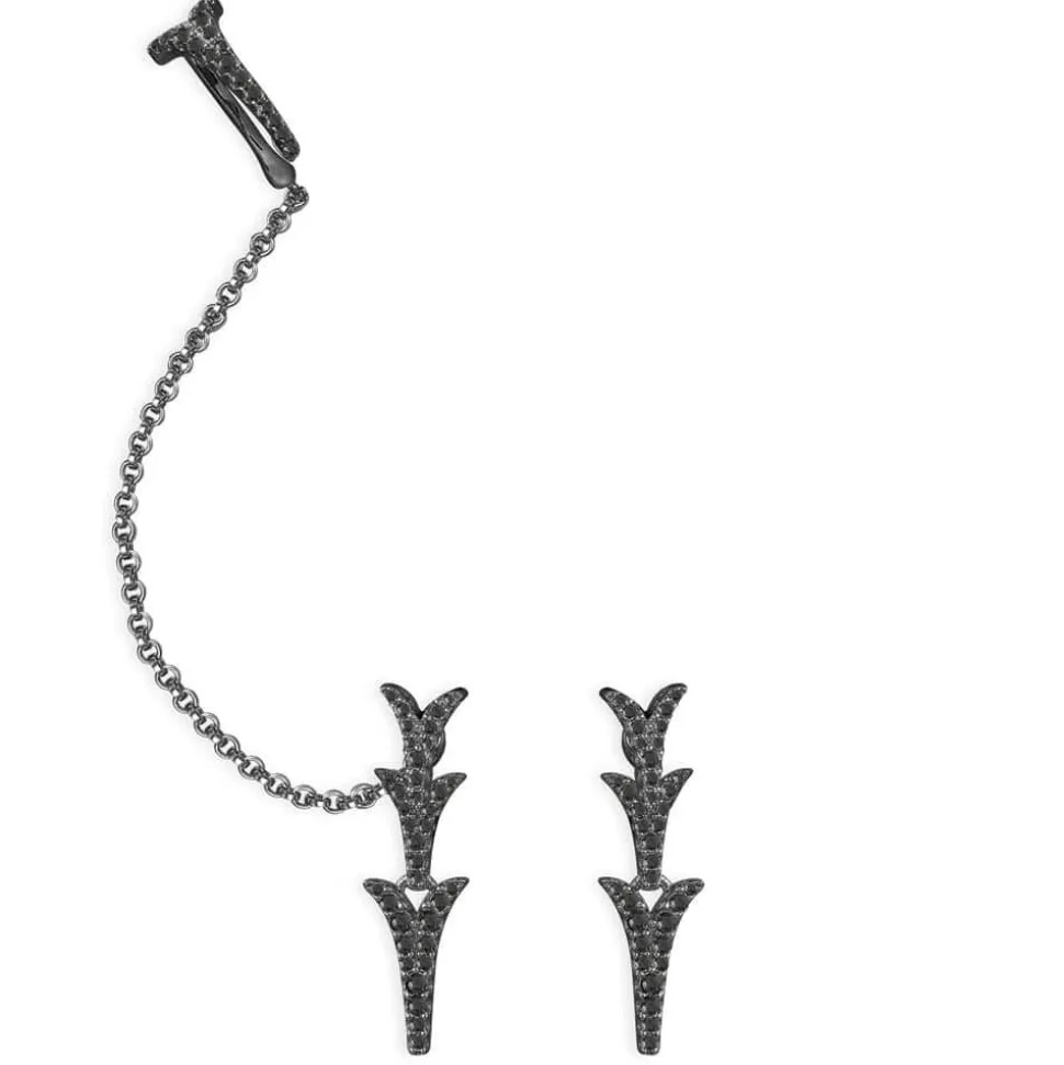 APM Monaco Dragon Tail Earrings With Ear Cuff And Chain- Earrings