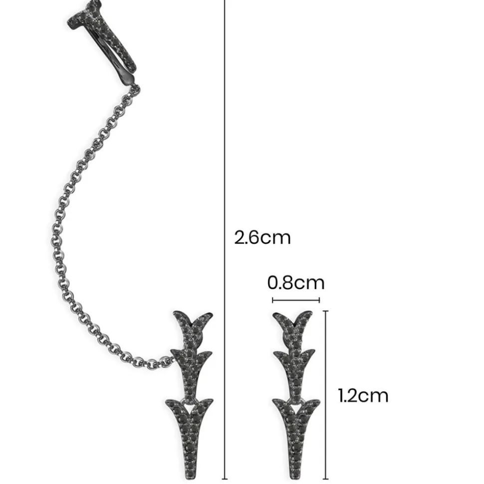 APM Monaco Dragon Tail Earrings With Ear Cuff And Chain- Earrings