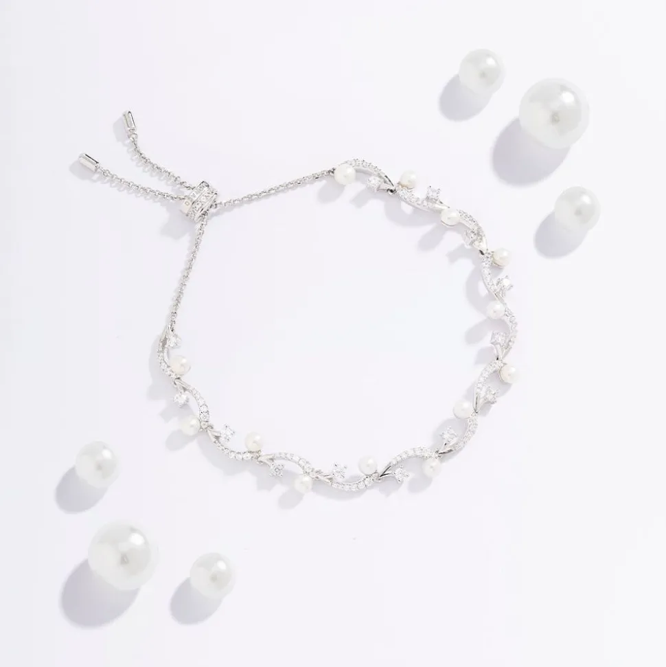 APM Monaco Flower Adjustable Bracelet With Pearls- Bracelets