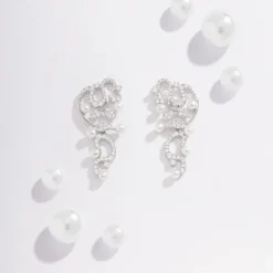 APM Monaco Flower Drop Earrings With Pearls- Earrings
