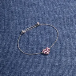 APM Monaco Fuchsia Heart Adjustable Bracelet- Bracelets