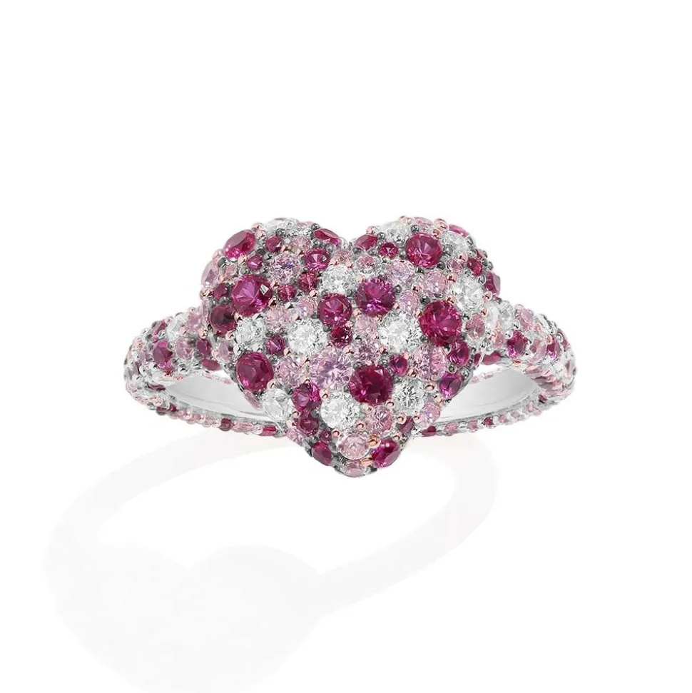 APM Monaco Fuchsia Heart Ring- Rings