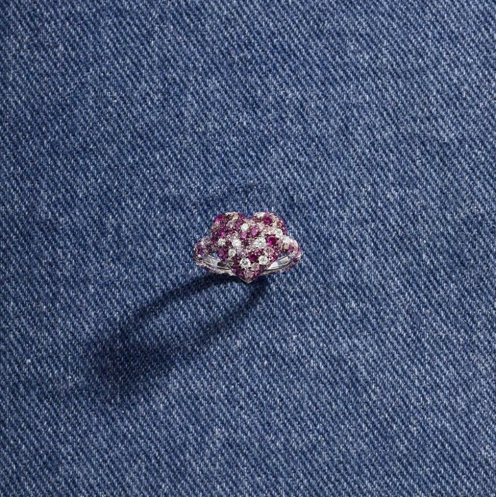 APM Monaco Fuchsia Heart Ring- Rings