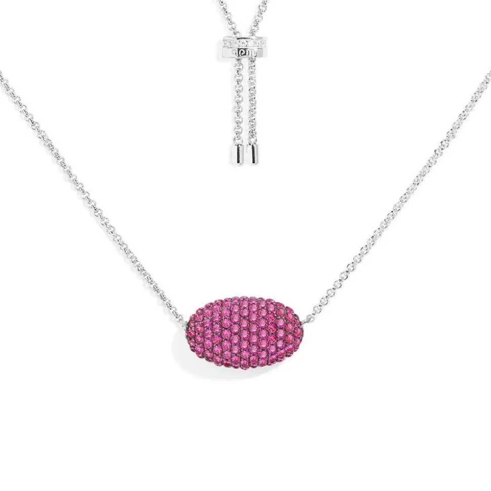 APM Monaco Fuchsia Oval Adjustable Necklace- Necklaces